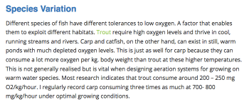 Trout Oxygen Consumption