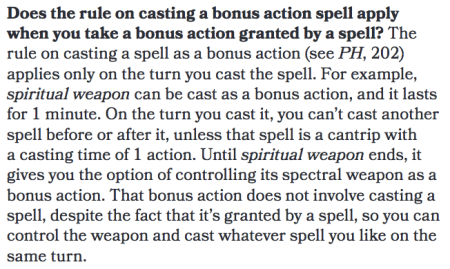 Bonus Action Spell Restriction (Sage Advice)