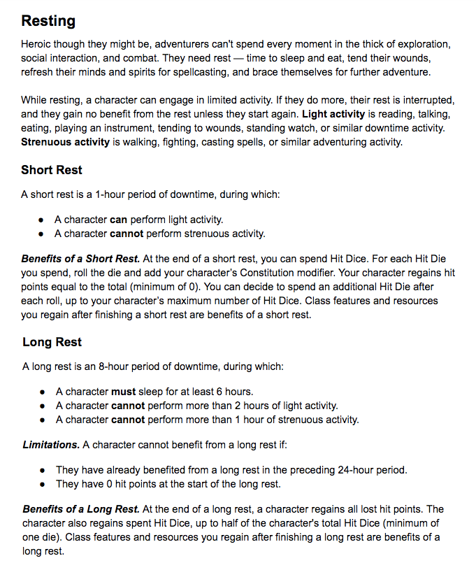 Rewritten resting rules for 5th Edition Dungeons & Dragons. You can get the full text here: https://www.patreon.com/posts/38193327