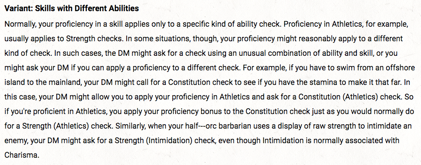 Alternate Ability Skill Checks